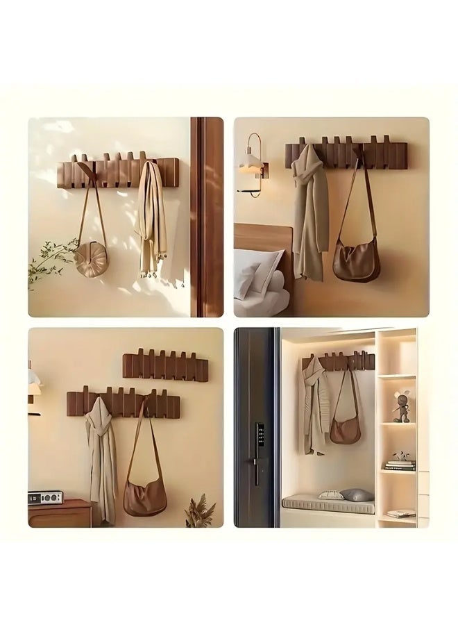 GUDOO Wooden Coat Hook, Decorative Wall Mounted Piano Coat Rack, Flip Down Wall Hook Rack 8 Hooks, Wall Art, Wall Hanger Easily Holds All of Your Jackets, Key or Bags Hat, Perfect for Living Room, Bedroom, Entryway, Closet, Door Back - Image 4
